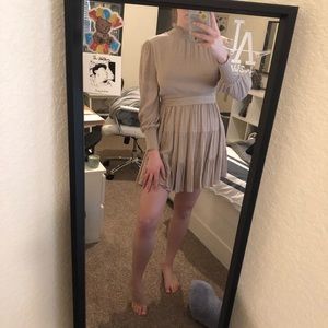 NEW Taupe Dotted Ruffled Baltic Born Kayla Mini Dress Size M